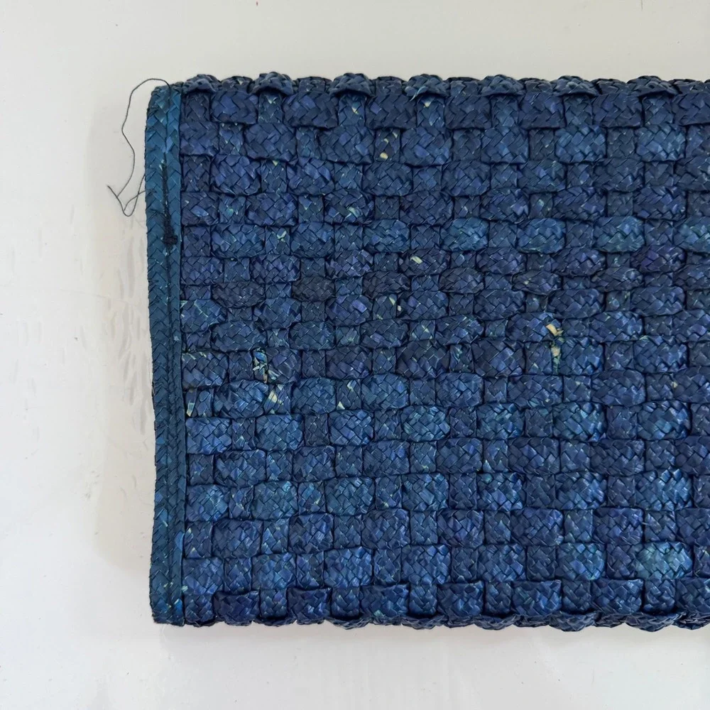 Vintage Woven‎ Blue Straw Clutch